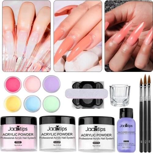 Acrylic Nail Set Acrylic Pink/white/clear Powder Non-yellowing Liquid Monomer Strong Adhesion For Nail Styling Carving Extension