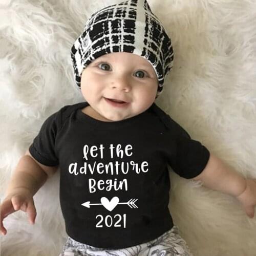 Pregnancy Announce Cute Newborn Baby Bodysuit Boy Clothing Let The Adventure Begin 2021 Rompers Soft Cotton Baby Girl Clothes