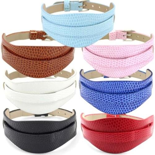 100pcs/lot 8mm Wide/ 21cm Length Snake Skin PU Leather Wristband / Bracelet fit for 8mm diy slide charms