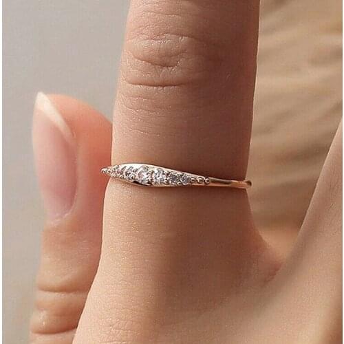 COASHI Simple and Exquisite Female Ring for Wedding Elegant Lady Gold Color Accessories Low-key Jewelry for Engagement Ceremony