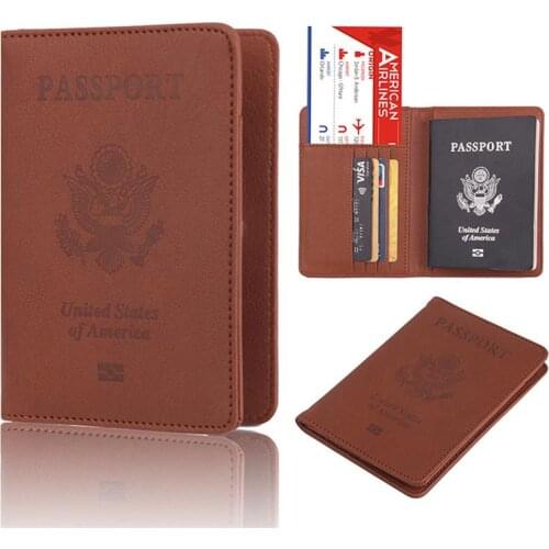 Hot Sale Travel Passport Holder Protector Case for American Leather USA Passport Cover for Business Credit Card Holder Case