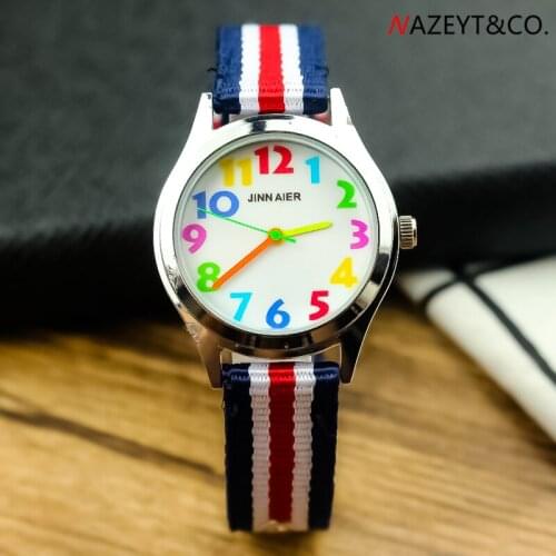 Children nylon wristwatch dropshipping kids quartz watch little student boys girls color no. scale easy learn time sports watch