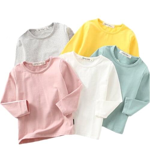 Children Long Sleeve Tops Spring Autumn Baby Girls Clothes 100% Cotton Kids Casual tshirt For Boy Childrens Clothing 2-6 Years