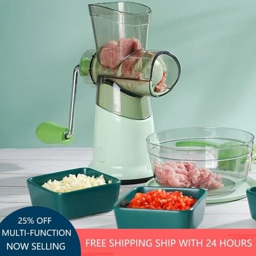 Multi-Function Meat Grinder Manual Vegetable Roller Slicer Kitchen Tool Chopper Food Processor Dumpling Stuffing Stainless Steel