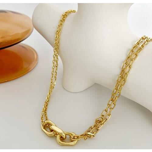 Monlansher Minimalist 3 Rings Pendant Layered Necklace Gold Color High Quality Copper Chain Chokers Vintage Necklaces Jewelry