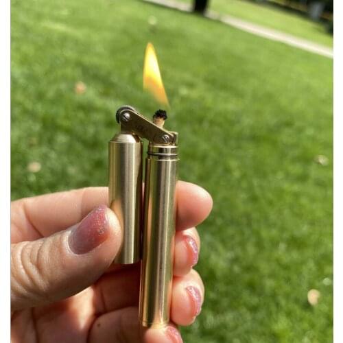 2021 NEW Brass nunchaku Vintage grinding wheel Kerosene gasoline petroleum oil lighter Mini Creative igniter men Smoking gadget