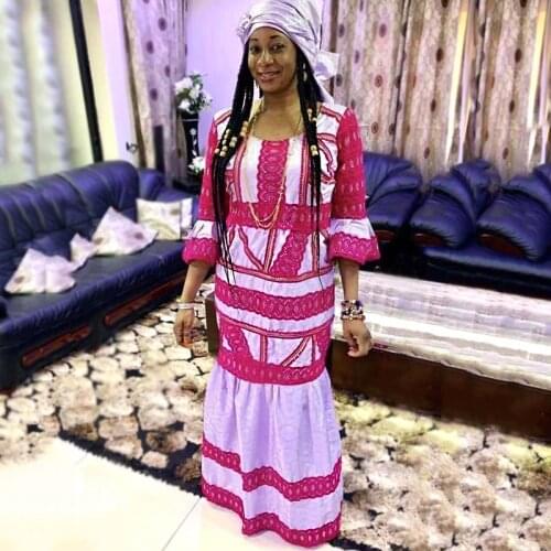 H&D plus size dashiki dresses african dresses for women with ruffles bazin riche traditional long dress womens clothing headtie