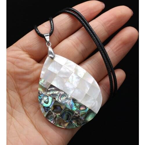 Natural Shell Necklace With Drop-Shaped Pendant Leather Cord 2MM Charms For Elegant Women Love Romantic Gift