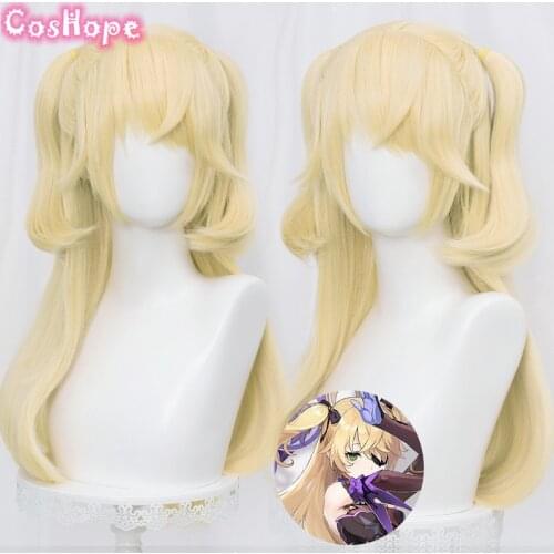 Genshin Impact Fischl Cosplay 70cm Christmas Blond Golden Wig Cosplay Anime Wigs Heat Resistant Synthetic Wigs Halloween