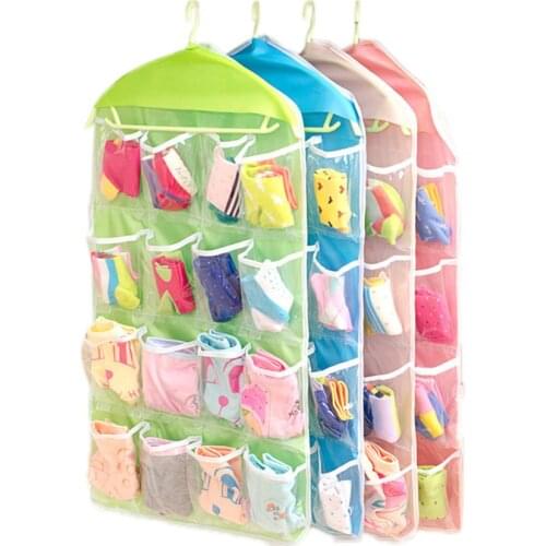 New Portable 16 Grid Foldable Wardrobe Wall Door Back Hanging Bag Underwear Sock Hanging Shoe Storage Organizer Sundries Bag