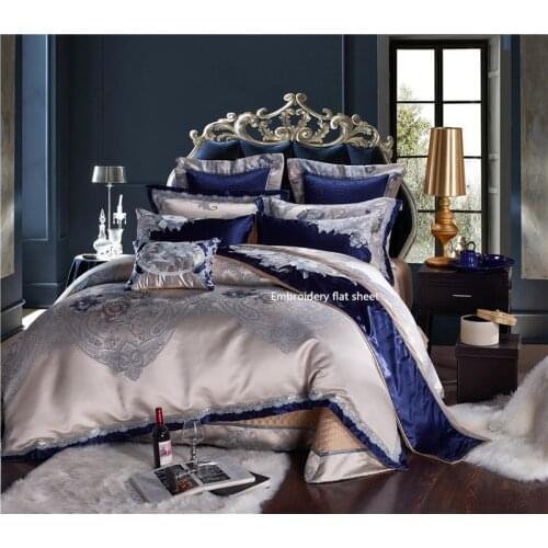 Luxury Purple Satin Cotton Duvet cover set Wedding Royal designer queen king Bedding set Bed sheet/spread set Pillowcases