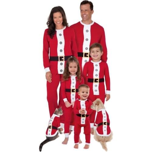 Christmas Family Matching Pajamas Cotton Clothing Sets Man Women Kids Long Sleeve Tops+Pants Winter Santa Claus Nightwear