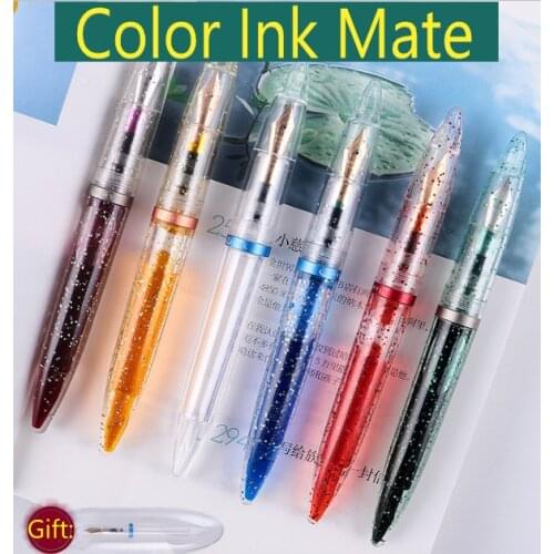 1piece Transparent Big Ink Capacity Fountain Pen , Powder Color Ink Mate