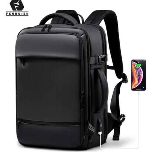 Fenruien Backpack Men 17.3 Inch Laptop Backpacks Expandable USB Charging Large Capacity Travel Backpacking With Waterproof Bag