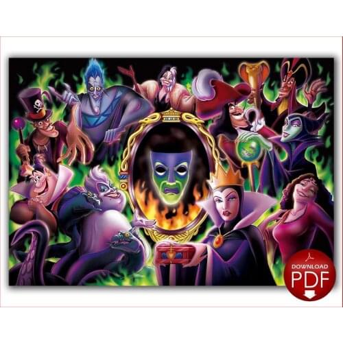 Self-adhesive Wall Sticker Disney Villains Evil Queen Wall Art Prints and Pictures Buddhism Poster Home Living Room Decoration