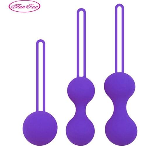 Man Nuo Silicone Kegel Ball Ben Wa Ball 3pcs/Set Vaginal Tightening Exercise Geisha Ball Dumbbell Adult Sex Toys for Women