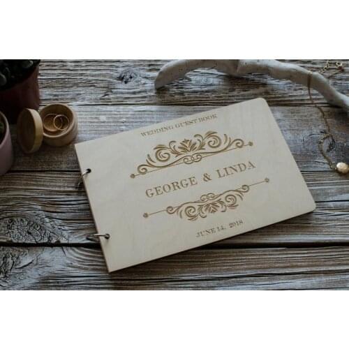 Wedding, Husband and Wife wedding guest book Wooden Engraved Wedding Guest Book, Personalized Custom Guest Book for