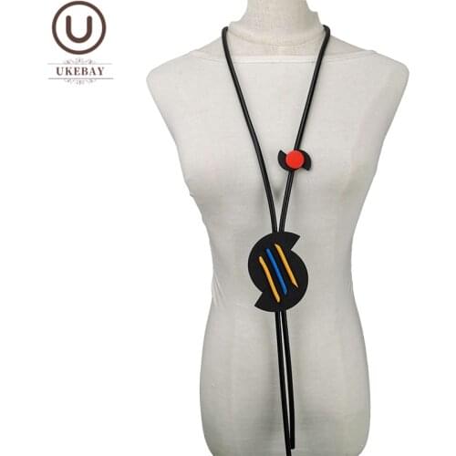 UKEBAY New Geometric Pendant Necklaces For Women Gothic Handmade Chains Rubber Jewelry Ethnic Statement Necklace For Party Gifts