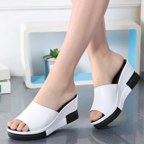 WomenS Wedge Slipper Summer High Heels Slippers Slanted Heel Sandals Fish Mouth Thick Bottom Wedges Slippers Casual Shoes