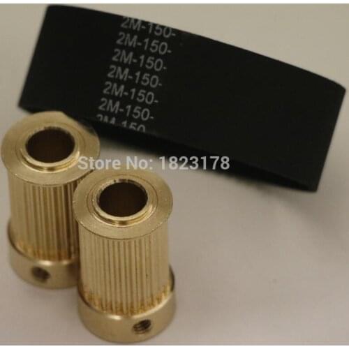 Timing Belt Pulley Copper GT2 25teeth Reduction 1:1 fit for belt width 18mm Bore 8mm+timing belt GT2 150 length 150mm teeth 75