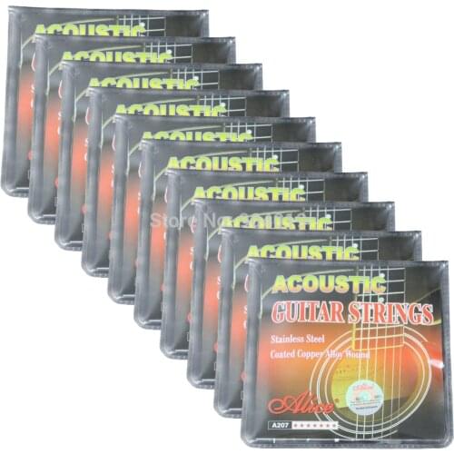 10Sets Alice Acoustic Guitar Strings Steel Core Coated Copper Alloy Wound 6 Strings Set A207L SL