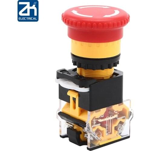 10pcs Power supply start and stop LA38-11ZS self-locking emergency switch 22MM emergency stop button switch