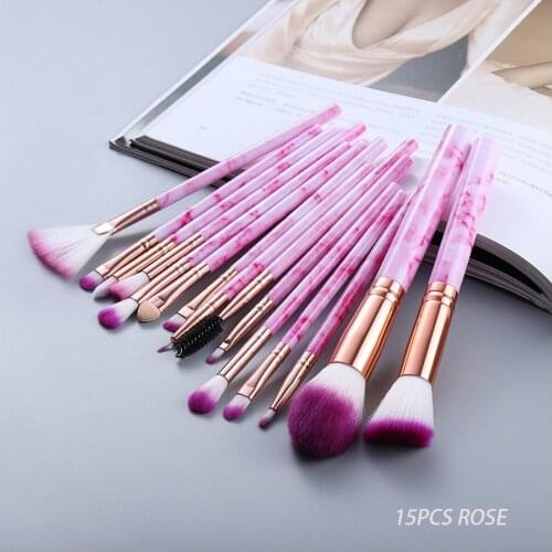 15 Marbled Face Makeup Brushes Portable Soft Bristle Eye Shadow Brushes Beauty Tools Dropshipping