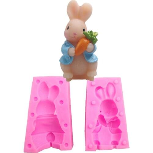 3D Rabbit Easter Bunny Silicone Cake Molds Cupcake Topper Fondant Cake Decorating Tools Cookie Baking Candy Chocolate Mold M1101