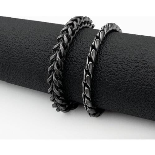 4.5mm 6.5mm Width Man Woman Cuban Link Chain Bracelet Stainless Steel Bicycle Chain Bracelet Retro Black Men Braclet Friends