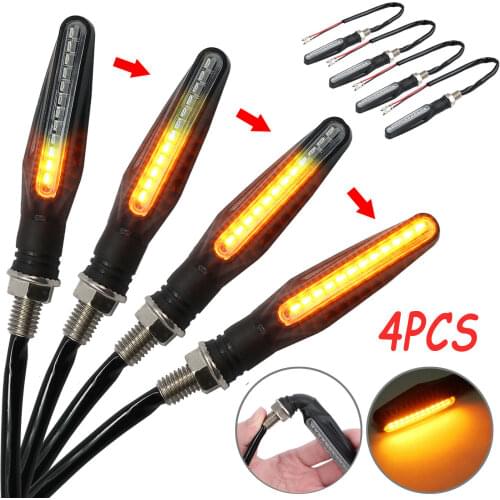 4Pcs Motorcycle LED Turn Signal Light Flash Flowing Water Warning Lamp Motorbike Flashing Signal Light Stop Indicator Lamp
