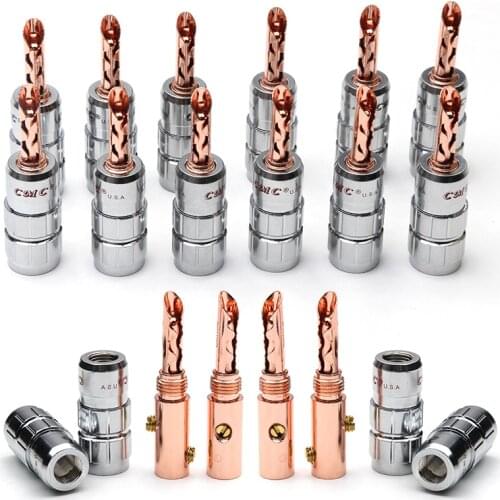 8/12Pcs Speaker Banana Plug Connector No Soldering Copper Jack Male Plug Screw Wire Adapter For Audio Video Cable Connector