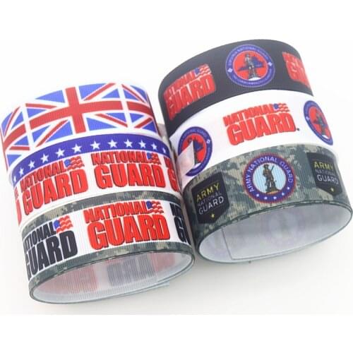 DHK 7/8'' 5yards National Guard UK Flag Army Printed Grosgrain Ribbon Accessory Hairbow Headwear Decoration DIY Wholesale E1930