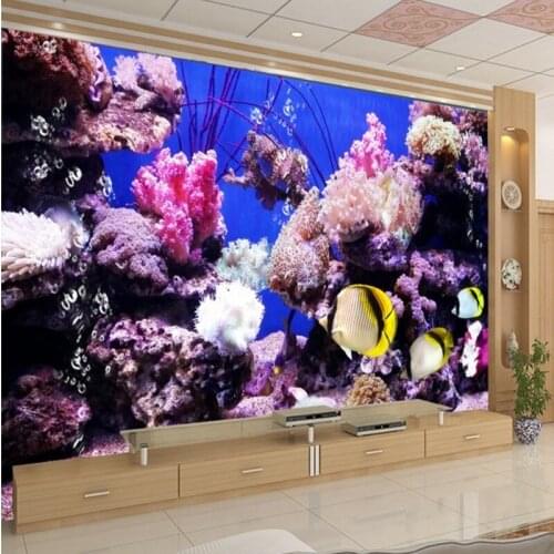 Beibehang Large custom wallcovering 3d coral underwater world living room bedroom television background decoration