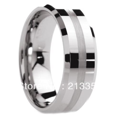 FREE SHIPPING!USA WHOLESALES CHEAP PRICE BRAZIL RUSSIA CANADA UK HOT SELLING 8MM BEVELED SATIN LINE MENS TUNGSTEN WEDDING RING