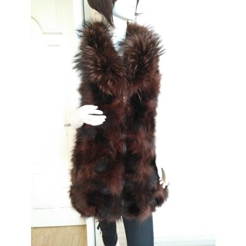 Free Shipping Genuine Raccoon Fur Vest Ladys Natural Fur coat Real Fur Vest 2 Colors 2019 New Winter Wholesale Retail OEM