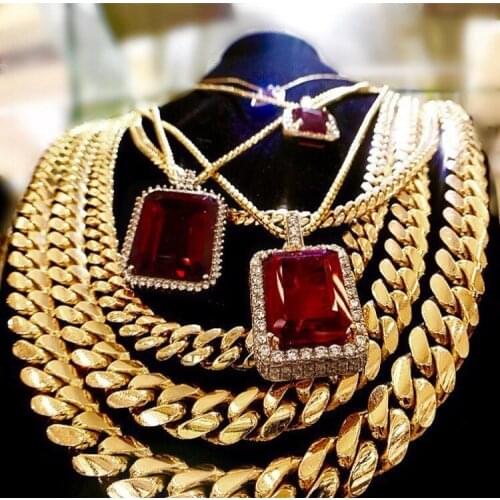 Gold necklace mens stainless steel necklace chain Cuban link chain hip hop faucet lager long necklace Steel jewelry on the neck