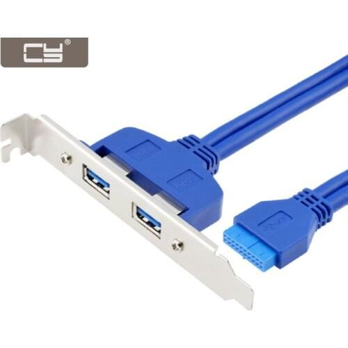 CY Internal 2Pin USB 3.0 Female Mount Panel to Motherboard 20pin Cable with PCI Bracket 50cm