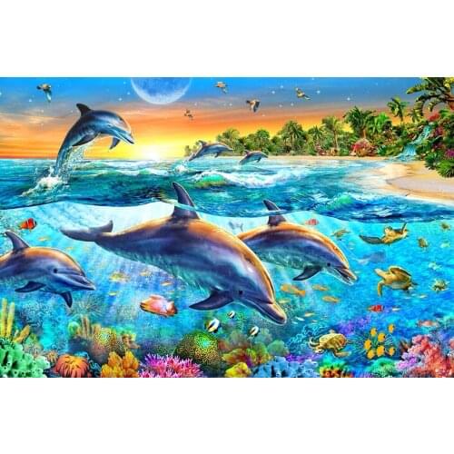 Dolphin Bay The wooden puzzle 1000 pieces ersion jigsaw puzzle white card adult childrens educational toys
