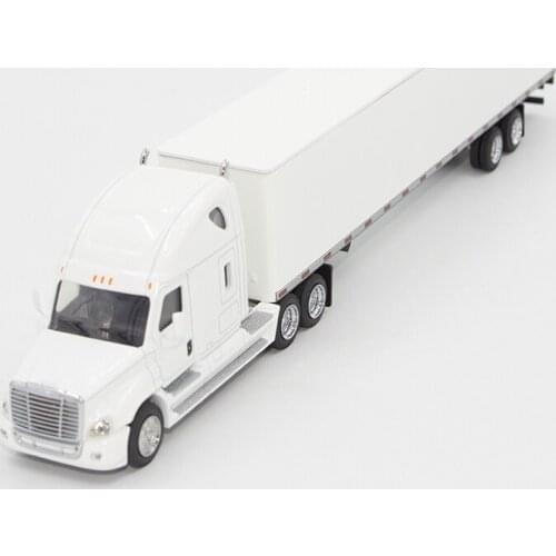 1:64 white alloy material long head engineering transport container truck model
