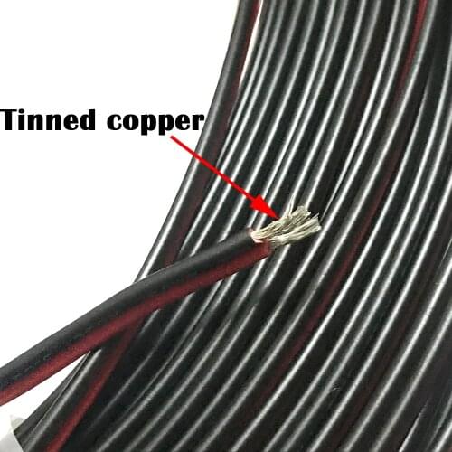300V Tin-paint Electric Cable black and red dual parallel power cord LED lamp wire 0.3 square 18AWG dual color wire