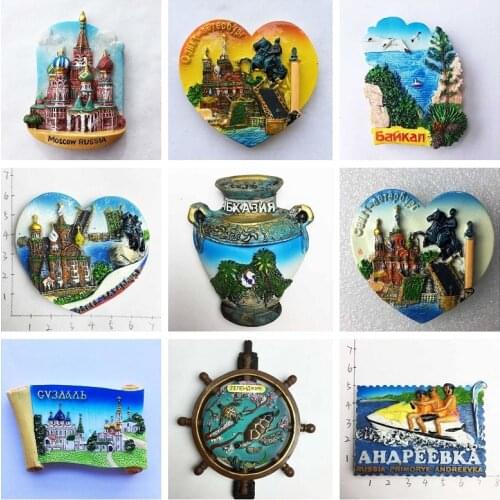 Greece Russia Tourism Fridge Magnets Souvenir Lake Baikal St.Petersburg Italy Greece Refrigerator sticker Decor Resin Craft Gift