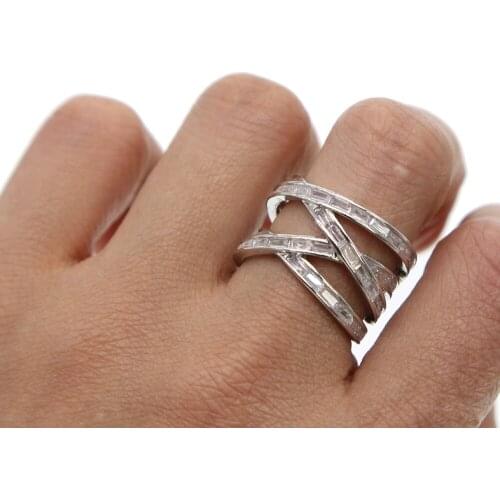 Top quality women men punk style fashion Jewelry Micro Paved shiny tiny Cubic Zirconia cross shape finger rings party gifts