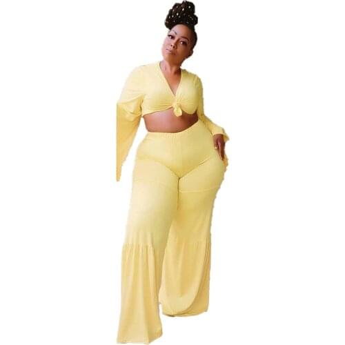 V-neck Short Lace Top Long Loose Pants Set Fashion Casual Outfit Autumn Clothes Women Trendy Wholesale Drop Shipping