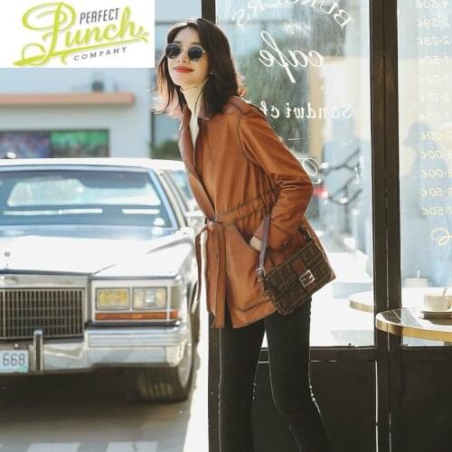 Leather Womens 2021 Genuine Women Sheepskin Coat Vintage Windbreaker Biker Motorcycle Jacket 668 KJ5518