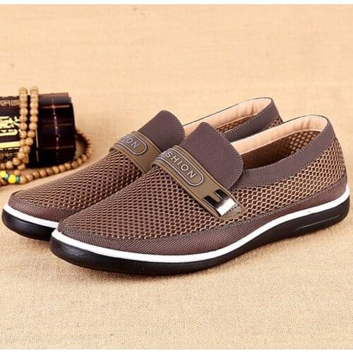 Casual Shoes Non-slip Soft Sole Flat Dad Shoes Sapatos Hollow Out Outdoor Walking Sneakers New Breathable Summer Mens Mesh Shoes