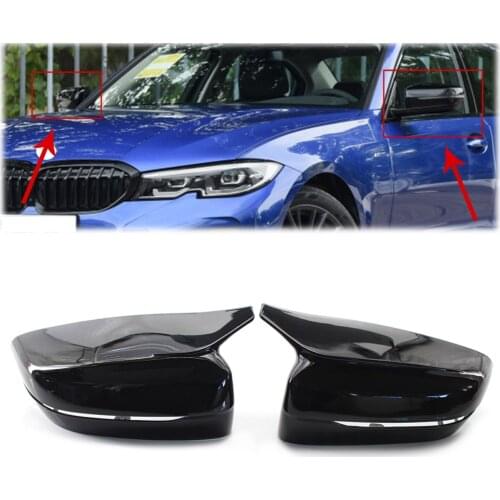 2x Gloss Black ABS Car M Style Rearview Side Mirror Cover Cap for BMW G20 New 3 Series 2019-2021 / 5Series G30 G31 G38 2017-2021