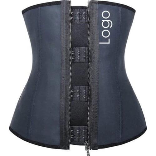 Latex Waist Trainer Corset Shapewear Underbust Bustier Steel Boned Slimming Cincher Girdle Hooks eyes Zip Up Korse Black Korsett