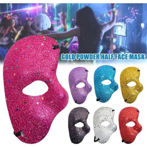 Christmas Halloween Mask Opera Gold Powder Half Face Mask Cosplay Costume Party NSV