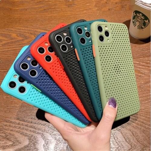 Fashion Honeycomb Heat Dissipation Phone Case For iPhone 12 11 Pro Max XR XS Max 6 7 8 Plus SE Soft Camera Lens Protection Cover