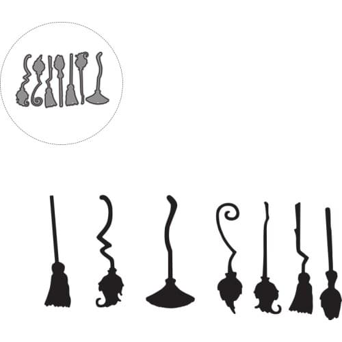 Halloween Brooms Metal Cutting Dies Set for DIY Craft Paper Cards Scrapbooking Making Template Die Cut 2021 New